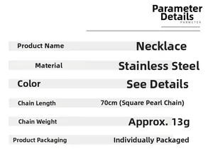Detailed specifications of stainless steel wolf head necklace with 70cm square pearl chain