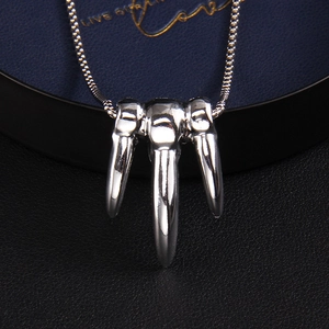 Polished stainless steel triple eagle claw pendant necklace in punk gothic style for men