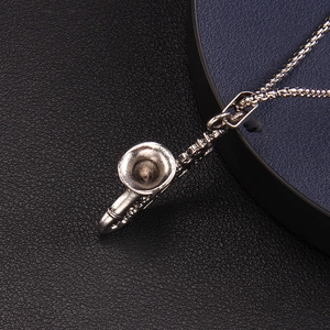 Retro silver saxophone pendant necklace made of stainless steel with a fine box chain