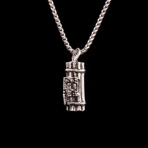 Retro Punk Stainless Steel Box Chain Alloy Gatling Gun Pendant Necklace For Men Cool Mechanical Jewelry Antique Silver Pendant