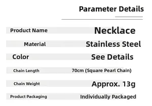Specifications of the dark punk skull necklace featuring 70cm square pearl chain
