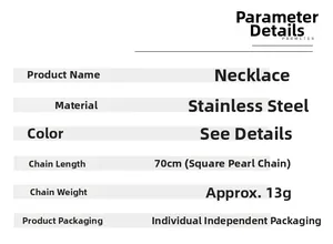 Spécifications du collier pendentif cacahuète en acier inoxydable de 70cm avec détails