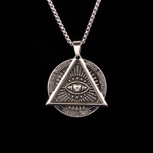 Vintage Edelstahl Legierung Auge der Vorsehung Anhänger Halskette Freimaurer Symbol Punk Gothic Schmuck Für Herren Damen