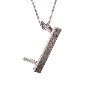 Unique stainless steel chair pendant necklace with realistic wood grain texture finish