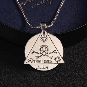 Rückansicht der Vintage Silberhalskette mit Evil Eye Anhänger und Mystik Symbolen