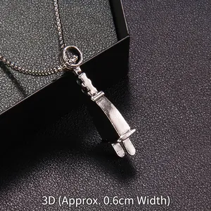 Three-dimensional silver punk plug pendant necklace with 0.6cm thickness and industrial style