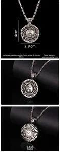 Dettagli collana Yin Yang con pendente 4cm e catena in acciaio inossidabile da 70cm