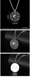 Dettagli del ciondolo Yin Yang Tai Chi con misure della catena in acciaio inossidabile 70 cm