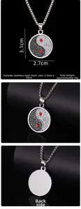 Dettagli della collana Yin Yang con dimensioni della catena in acciaio e del ciondolo