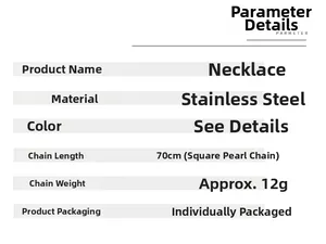 Spécifications détaillées du collier serpent 70cm en acier inoxydable avec chaîne perlée