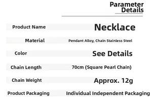 Detailed specs of Viking shield necklace with 70cm stainless steel square pearl chain