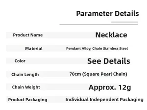 Spécifications du collier pendentif croix 70cm en alliage et chaîne en acier inoxydable