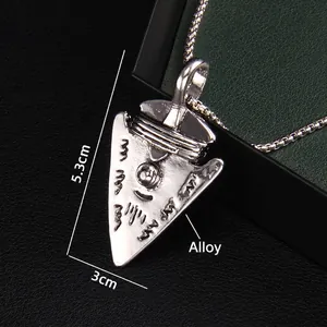 Viking arrow shield pendant necklace in silver alloy with retro engraved textures