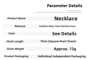 Tableau des tailles du collier punk cercueil avec chaîne de 70cm et détails de poids 12g