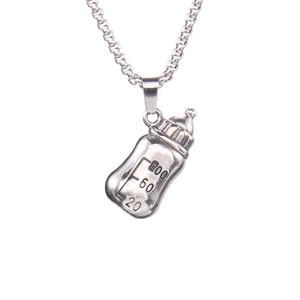 Collier avec pendentif biberon unique en acier inoxydable avec graduations