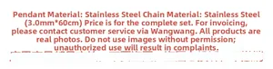 Specifications for stainless steel scorpion necklace with 3.0mm by 60cm chain dimensions
