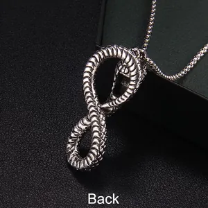 Vintage Silberne Schlangenkette mit Unendlichkeitssymbol und detaillierter Schuppentextur