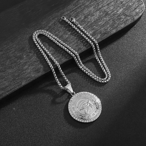 Halskette mit Eye of Horus Anhänger aus Edelstahl mit Strasssteinen und robuster Box-Kette