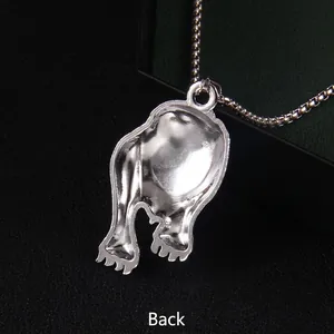 Collier tête de lion punk pour homme en acier inoxydable montrant le côté dos poli