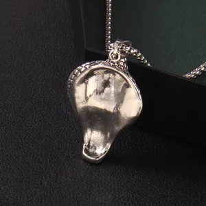 Retro silver cobra skull necklace featuring a back view with a detailed vintage metal chain