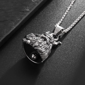 Collier avec pendentif casque de crâne viking Odin en acier inoxydable et chaîne