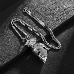 Retro stainless steel Spartan warrior helmet pendant necklace with Roman eagle crest design
