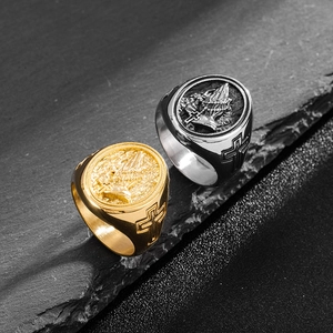 Religious hip hop prayer hand cross ring in vintage gold and silver stainless steel