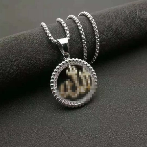 Collier religieux en acier inoxydable argenté avec pendentif rond orné de pierres de zircone