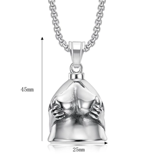 Unique 45mm stainless steel motorcycle guardian bell pendant with breast design