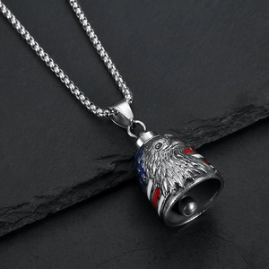Clochette de moto en acier inoxydable avec relief d'aigle et motif drapeau US