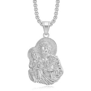 Hip hop silver stainless steel Sagrada Familia religious pendant necklace for men