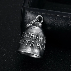 Vintage stainless steel motorcycle rider bell pendant with Screw It Let's Ride engraving