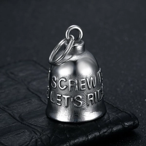 Retro Stainless Steel Guardian Bell Keychain Pendant Engraved Letter Motorcyclist Ride Lucky Bell Charm Gift For Biker Rider