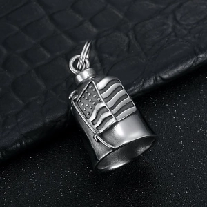 Retro stainless steel American flag bell pendant for biker keychains and necklaces