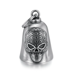 Gothic Stainless Steel Skull Bell Pendant Necklace Retro Biker Bell Keychain For Men Women Motorcycle Guardian Bell Jewelry