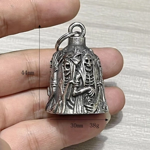Gothic skull bell pendant dimensions shown as 44mm height and 30mm diameter