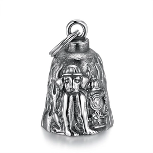Retro Stainless Steel Biker Guardian Bell Keychain Fire Dog And Hydrant Relief Pendant For Motorcycle Good Luck Gift