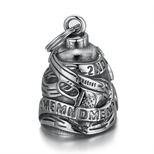 Pendentif Vintage en Acier Inoxydable Second Amendment Riding Lucky Bell pour Homme Style Motard Cloche de Gardien Accessoire de Collier de Moto