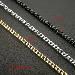 6mm men's stainless steel dragon bone link chain bracelet in gold, silver, and black colors