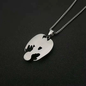 Gothic stainless steel necklace featuring a dragon silhouette pendant with a silver finish