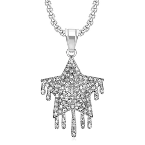 Collier avec pendentif étoile fondante en argent avec cristaux et chaîne à mailles box