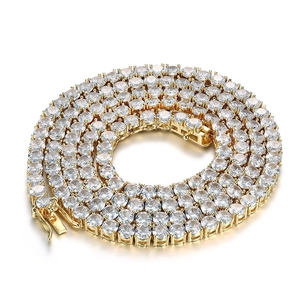 Hip Hop Herren Kupfer Tennis Kette Halskette Gold Silber Galvanisiert Micro Pave Zirkonia Bling Mode Schmuck Herren Geschenk Kette