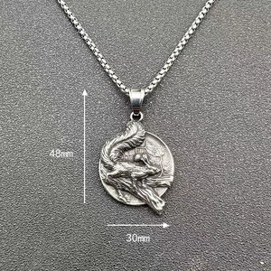 Detail view of vintage Viking squirrel pendant with 48mm height and 30mm width measurements