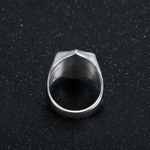 Vintage silver titanium steel Knights Templar ring with a brushed finish for men