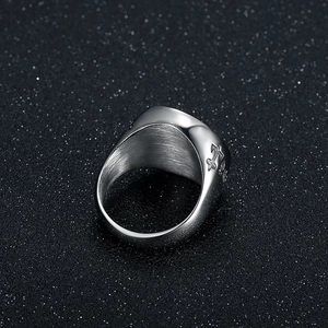 Titanium steel knights templar ring with red cross engraving and brushed inner band