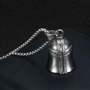 Retro titanium steel knight helmet pendant necklace with cross patterns and box chain for men