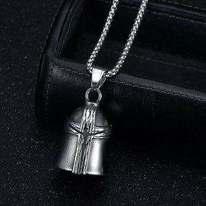 Vintage Punk Stainless Steel Cross Bell Pendant Necklace For Men Biker Lucky Exorcism Guardian Bell Jewelry Gift