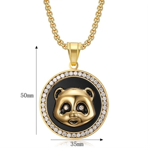 Hip-Hop Goldene Panda-Halskette mit funkelnden Strasssteinen, 50 mm Höhe