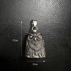 Dimensions détaillées de la cloche de motard hibou rétro en acier avec hauteur de 47 mm
