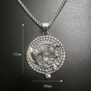Macro detail of Viking pendant showing raven design and 57mm by 38mm dimensions